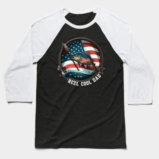 Vintage Usa Flag Fathers Day Fishing Reel Cool Baseball T-Shirt